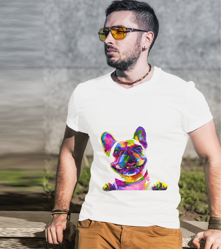 Colorful Dog Pop Art French Bulldog T-Shirt