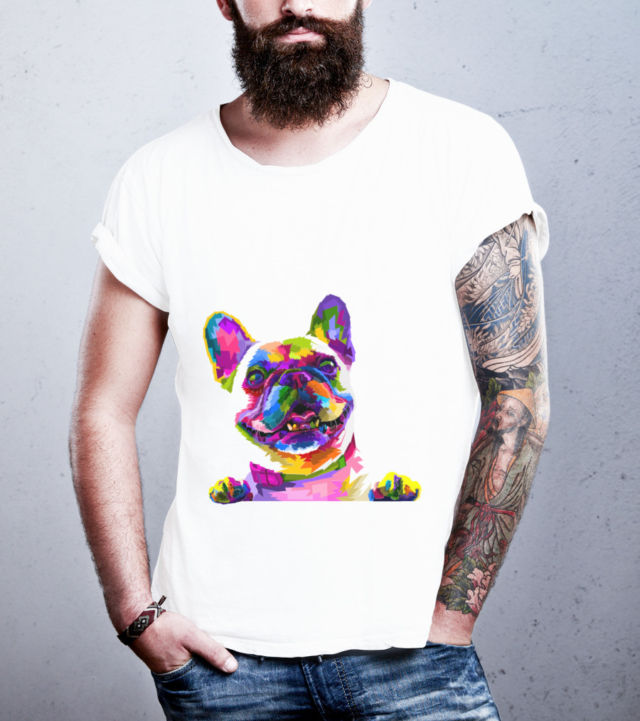 Colorful Dog Pop Art French Bulldog T-Shirt