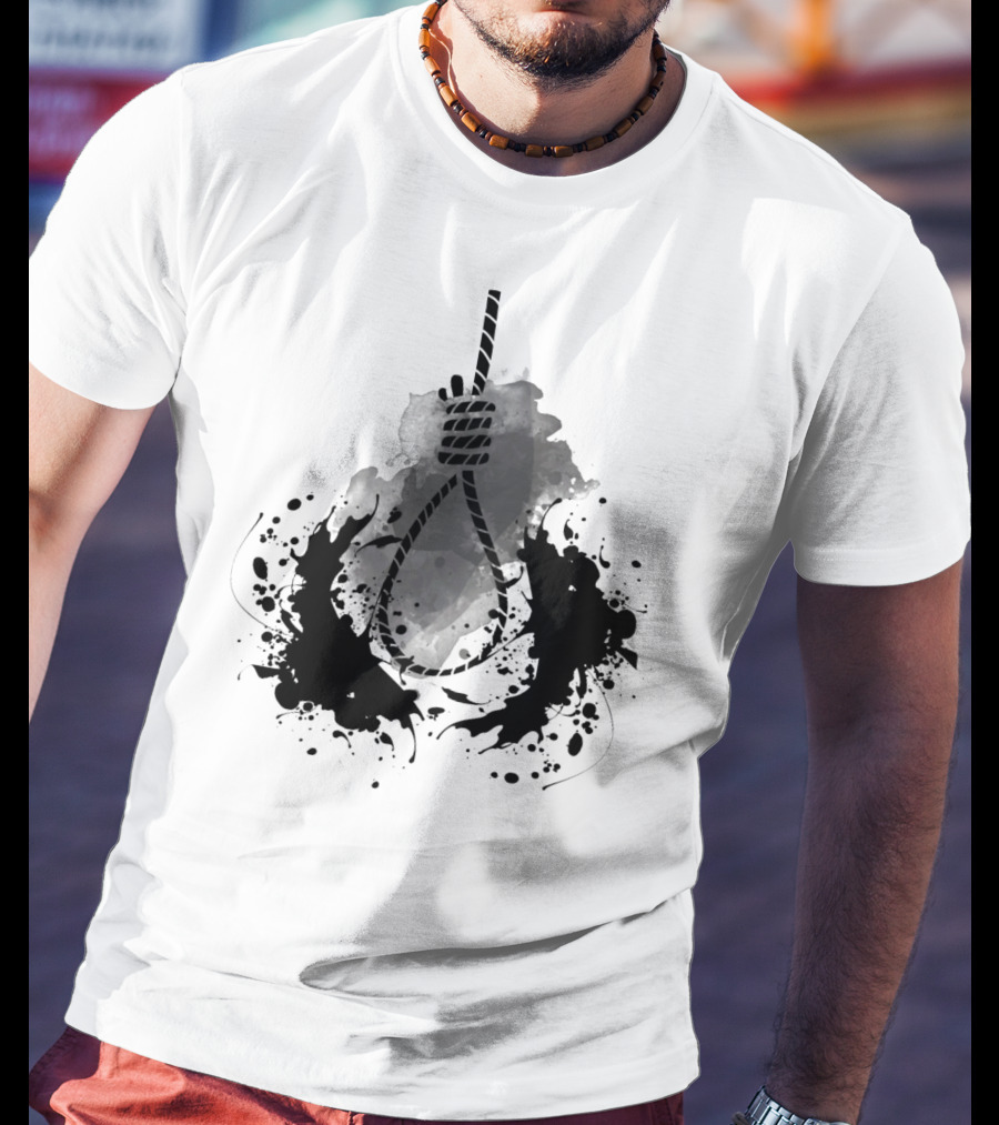 Rope Black And White Abstract Ink Splatter T-Shirt