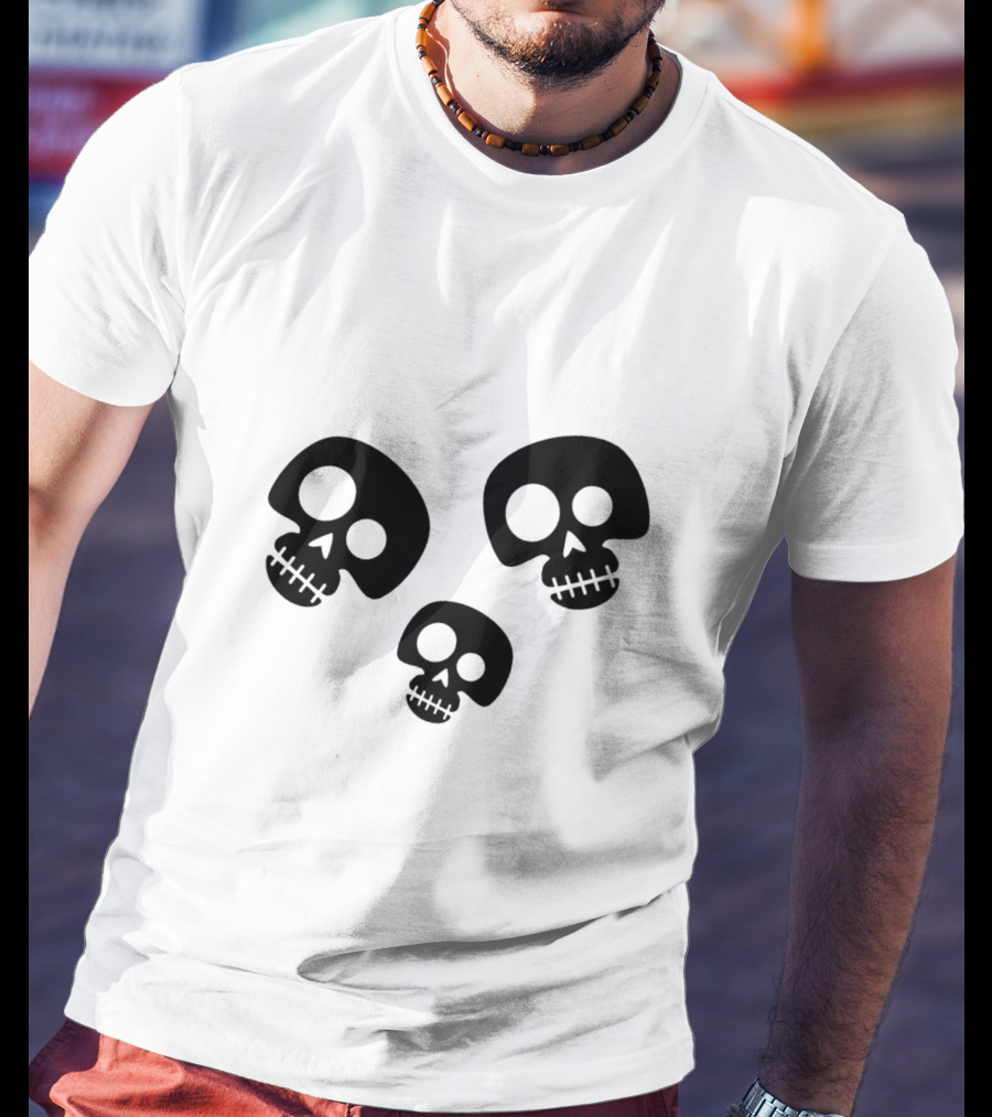 Skull Cute Trio Playful Black And White Skulls T-Shirt