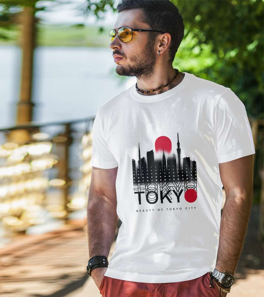 Tokyo Beauty Of Tokyo City Skyline Red Sun T-Shirt