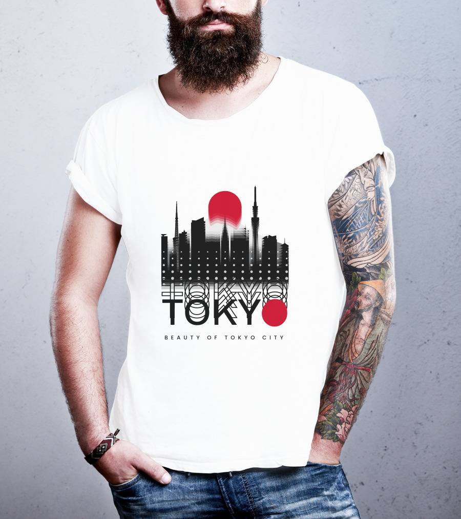 Tokyo Beauty Of Tokyo City Skyline Red Sun T-Shirt