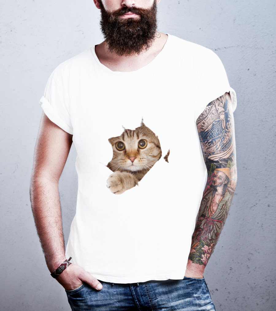 Cat Cute Peek Front Pajamas For Women T-Shirt