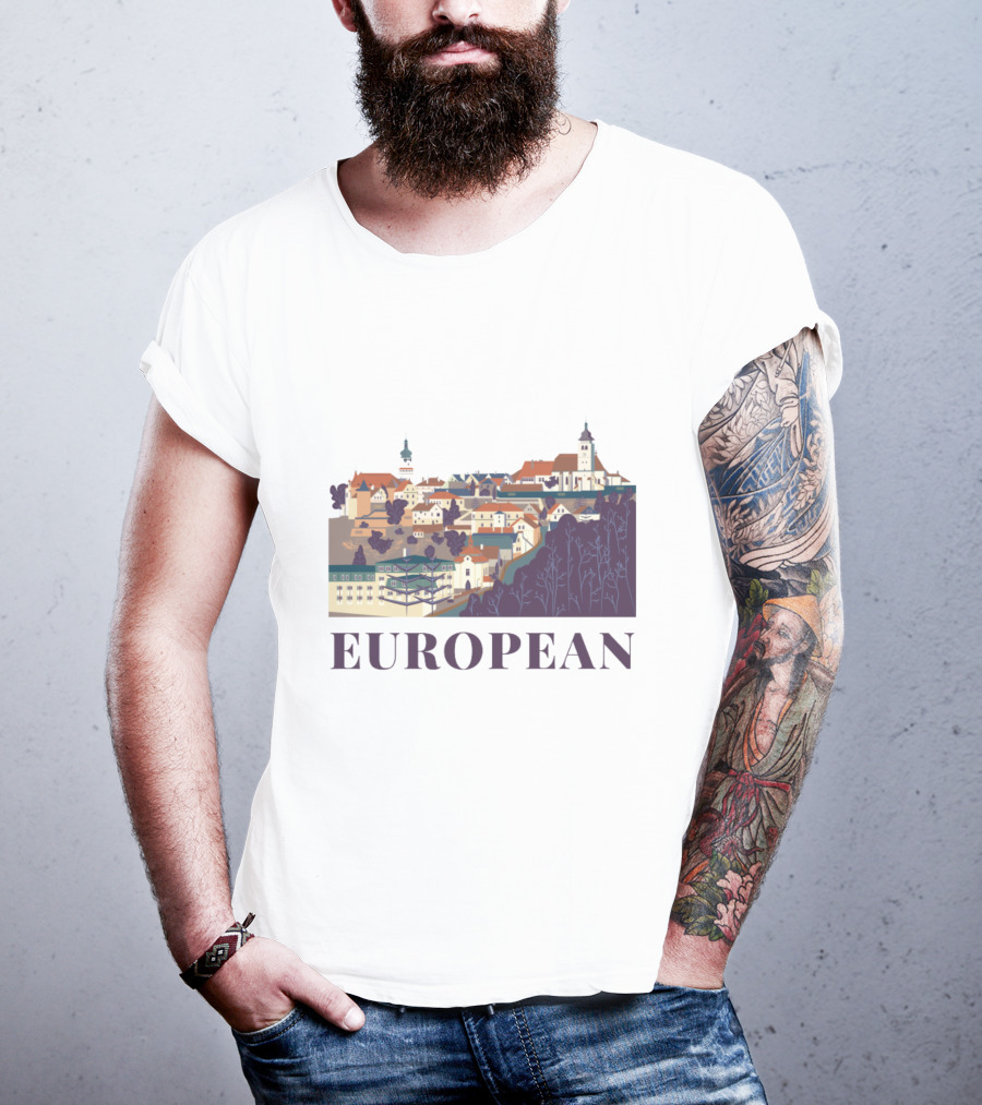 European Scenic Village Architecture Panorama T-Shirt