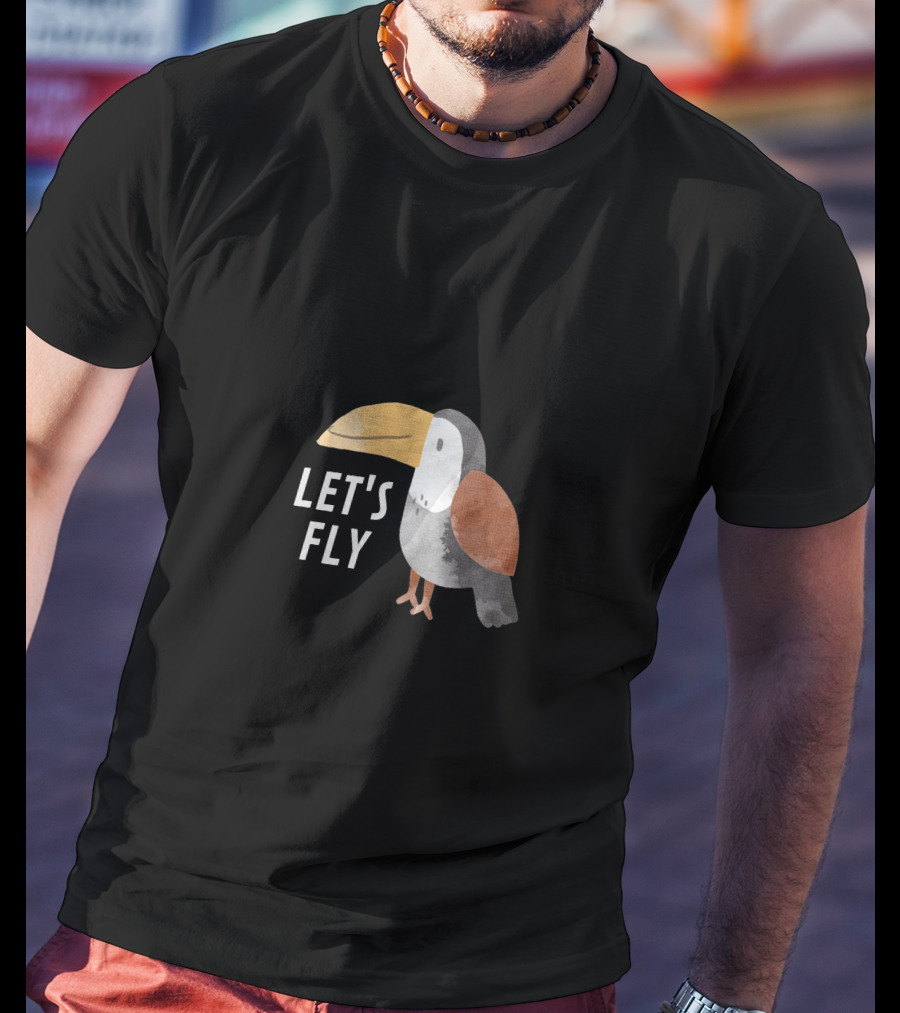 Let's Fly Toucan Bird Motif T-Shirt