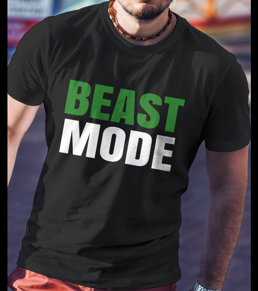 BEAST Mode Word Green Text Sports Motivation T-Shirt