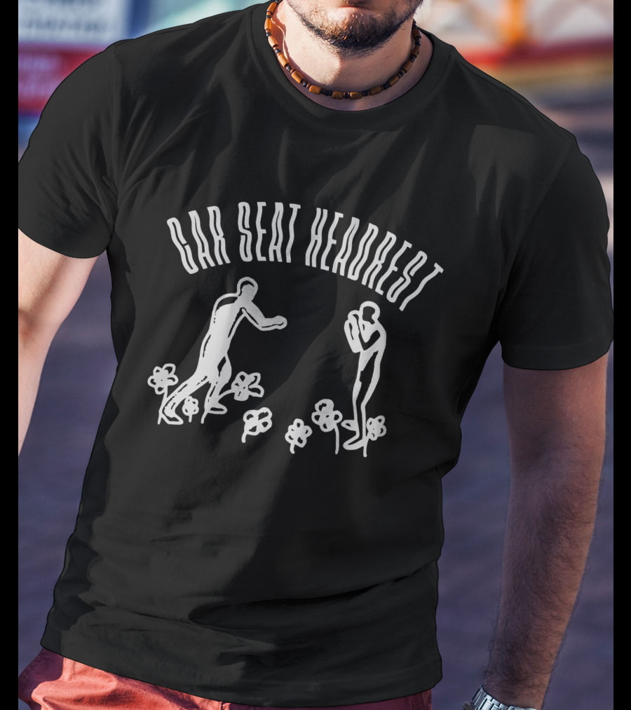 Car Seat Headrest Boxing Figures In Floral Scene T-Shirt