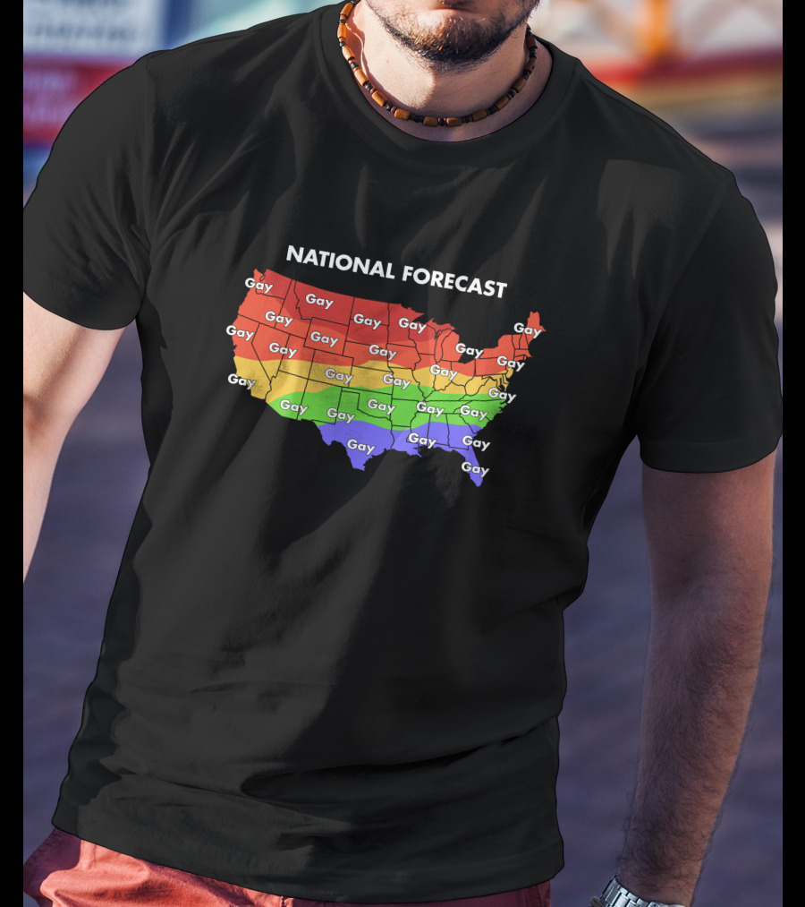 National Forecast Map Gay Gay Gay Rainbow Colors USA T-Shirt