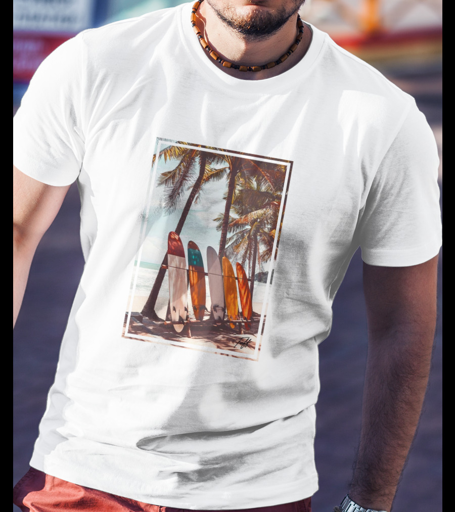 Tuff Surfboards Tropical Palm Beach Scene T-Shirt