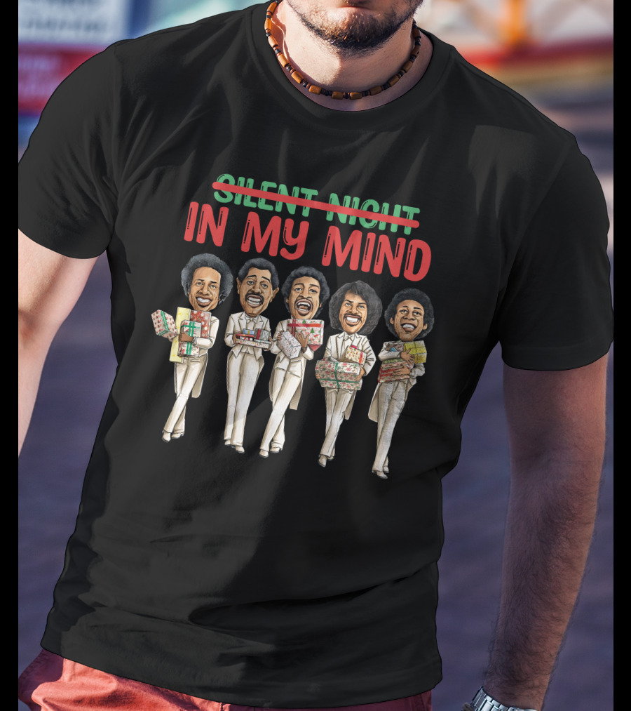 Silent Night Crossed Out In My Mind Christmas Four Singing Figures Holding Gifts T-Shirt
