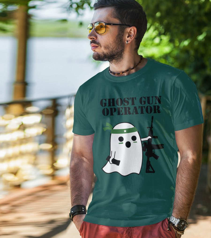 Ghost Gun Operator Ghost With Bandana And Rifle T-Shirt