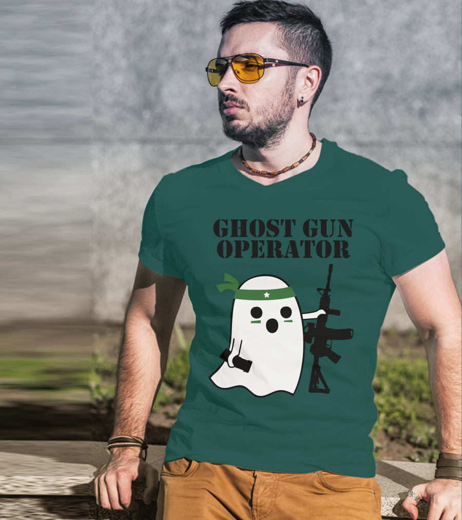 Ghost Gun Operator Ghost With Bandana And Rifle T-Shirt
