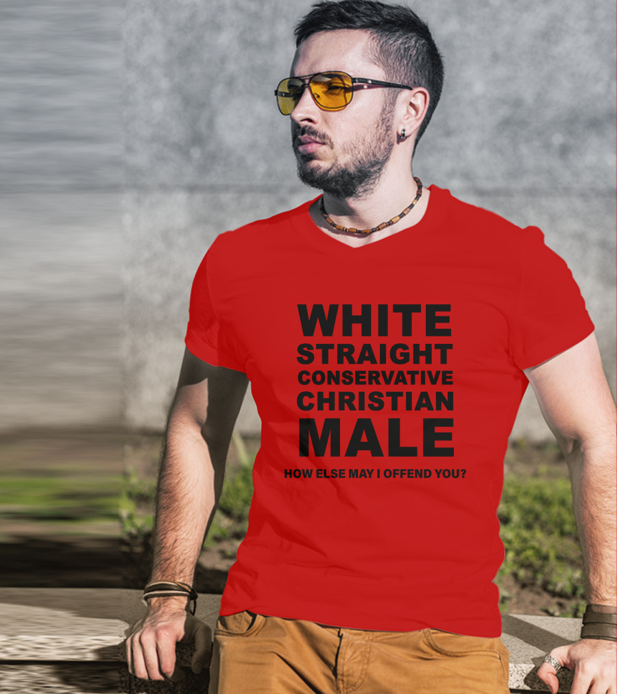 White Straight Conservative Christian Male How Else May I Offend You T-Shirt