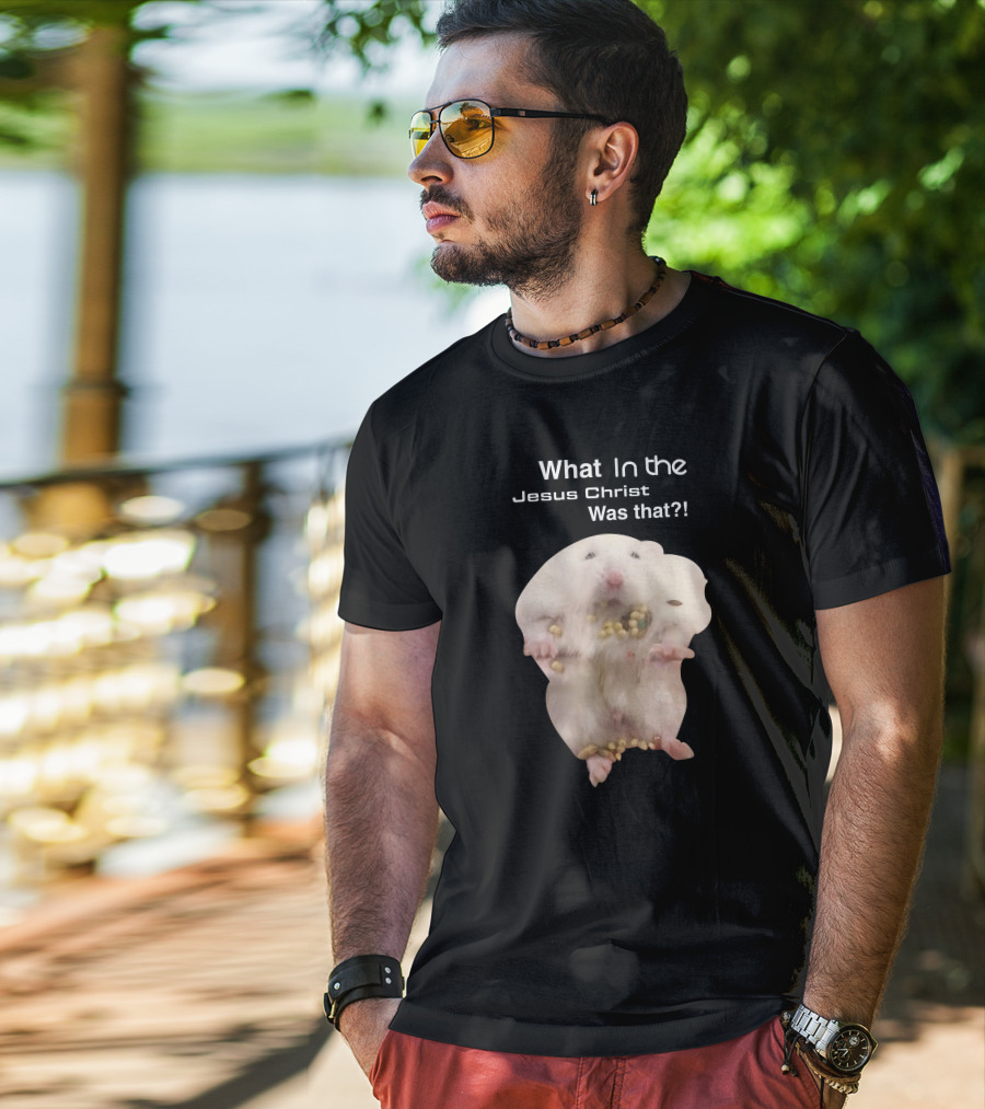 Hamster Jesus Christ Cute Fluffy White Rodent Eating Food T-Shirt