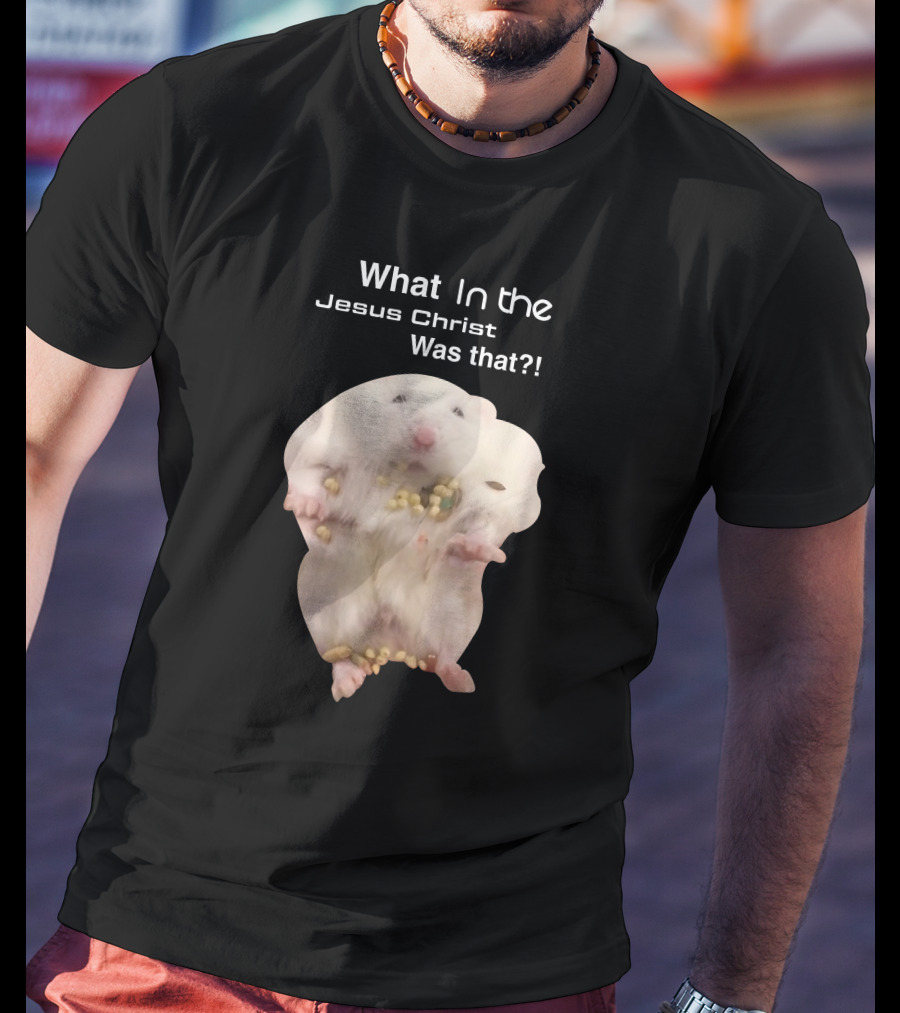 Hamster Jesus Christ Cute Fluffy White Rodent Eating Food T-Shirt