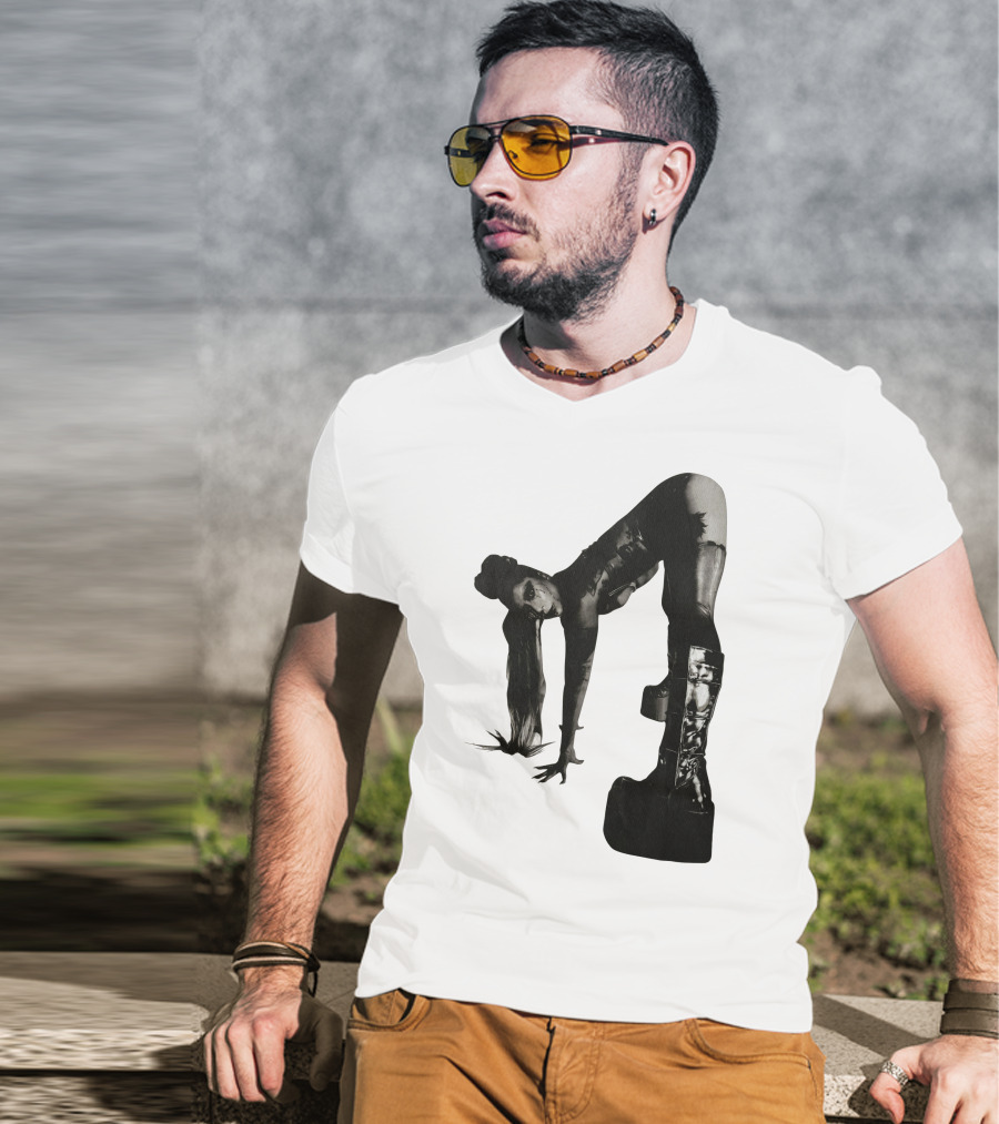 Lady Gaga Chromatica Black And White Striking Pose Platform Boots T-Shirt