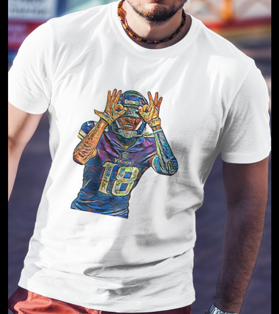 Justin Jefferson Minnesota Vikings Number 18 Griddy Dance Fan T-Shirt
