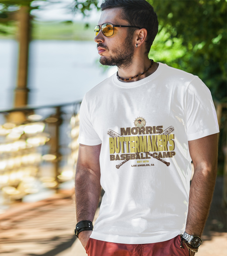 Morris Buttermaker's Baseball Camp Est 1978 Los Angeles CA Vintage Bat T-Shirt