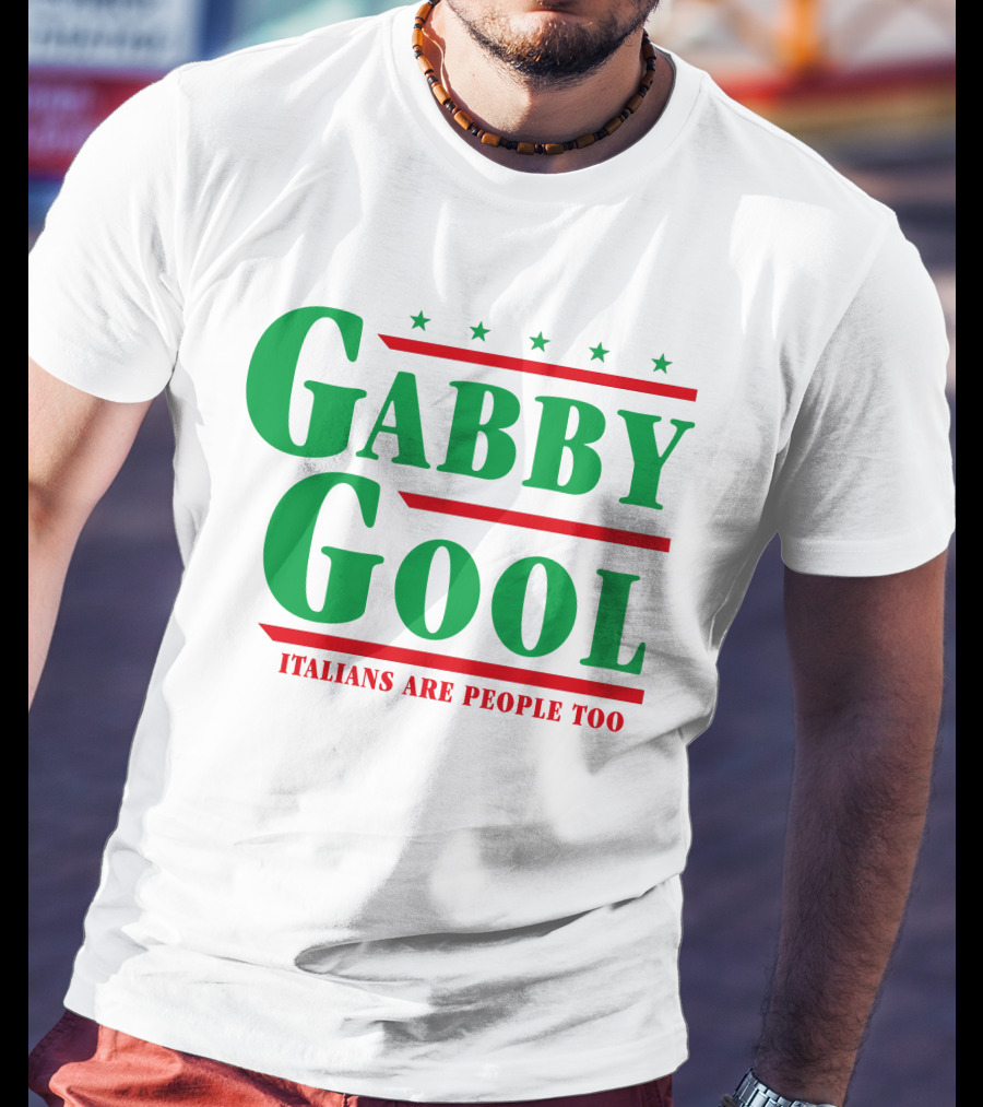 Gabby Gool Italians Are People Too Green Red Stars T-Shirt