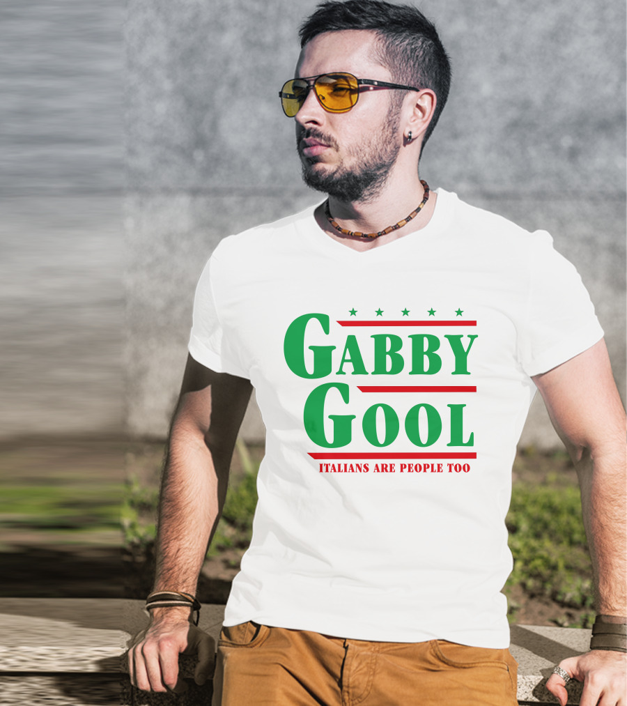 Gabby Gool Italians Are People Too Green Red Stars T-Shirt