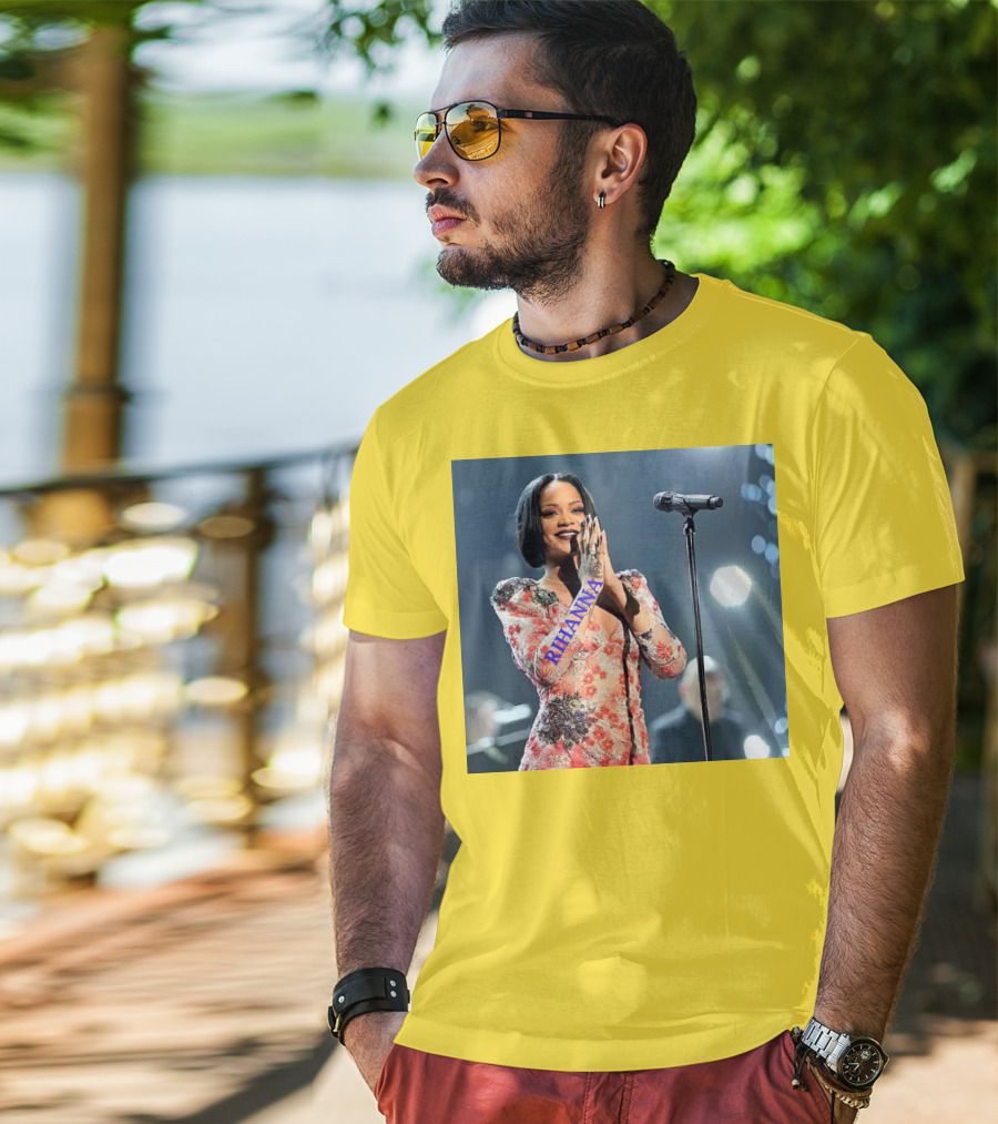 Rihanna Singer Songwriter Actress Performance Floral Dress T-Shirt