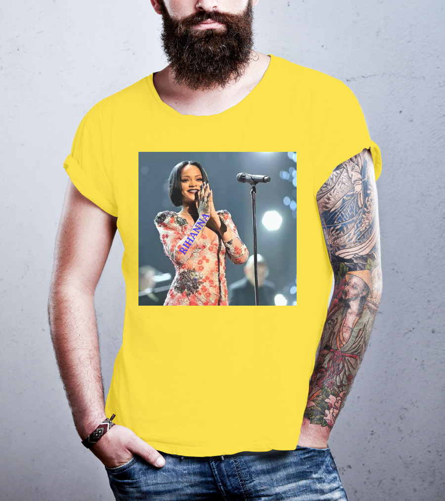 Rihanna Singer Songwriter Actress Performance Floral Dress T-Shirt