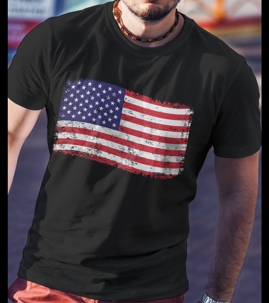 American Flag Distressed Vintage Style T-Shirt