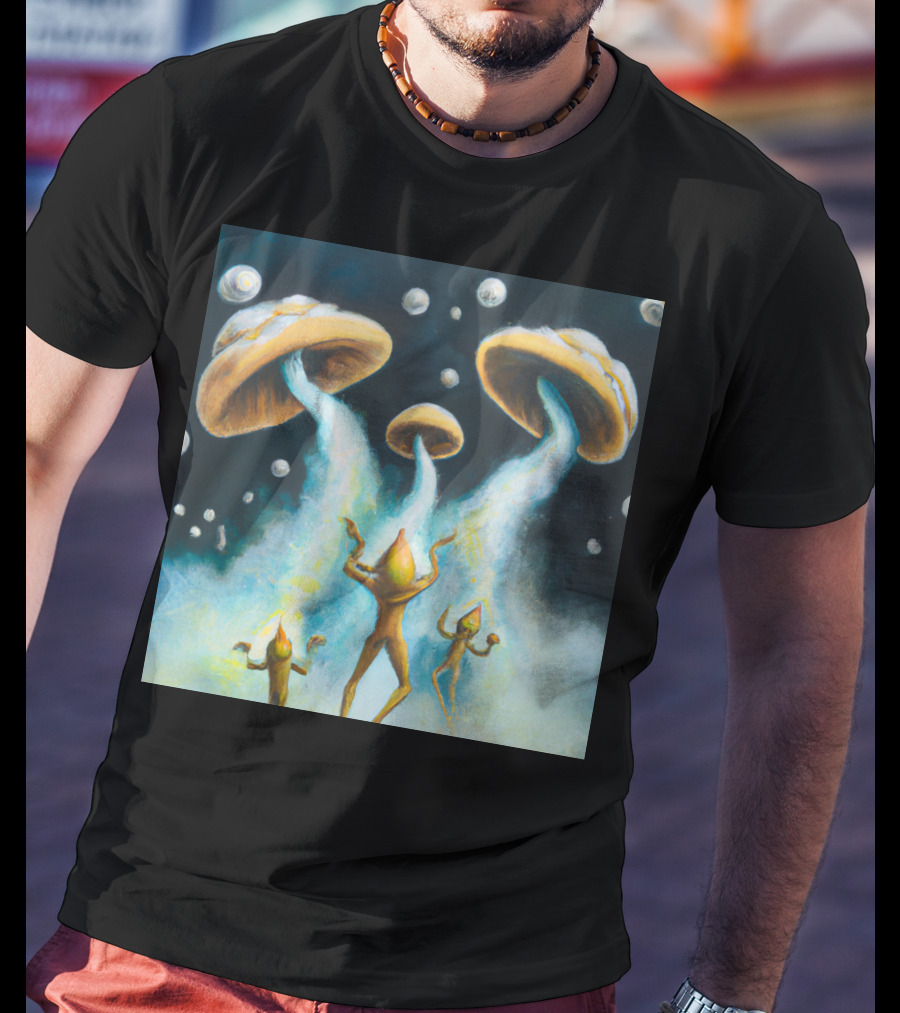 Style The Arrival Of Leman Alien Cosmic Encounter With Mushroom UFOs T-Shirt