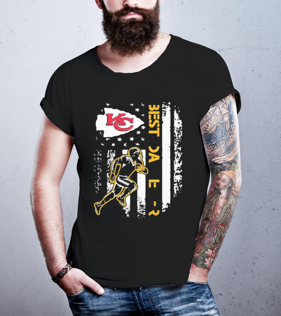 Best Dad Ever Kansas City Chiefs Football American Flag T-Shirt