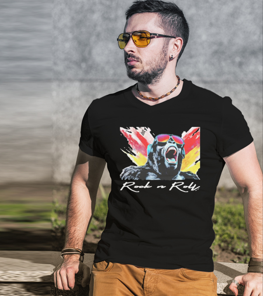 Rock N Roll Gorilla With Headphones And Sunglasses T-Shirt
