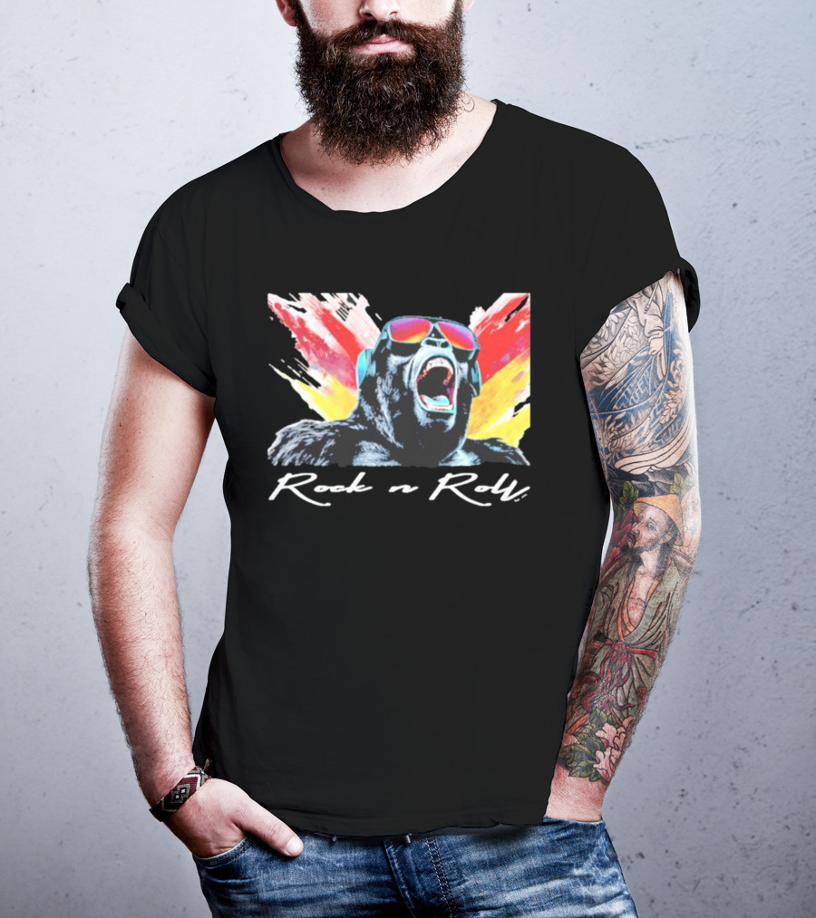 Rock N Roll Gorilla With Headphones And Sunglasses T-Shirt