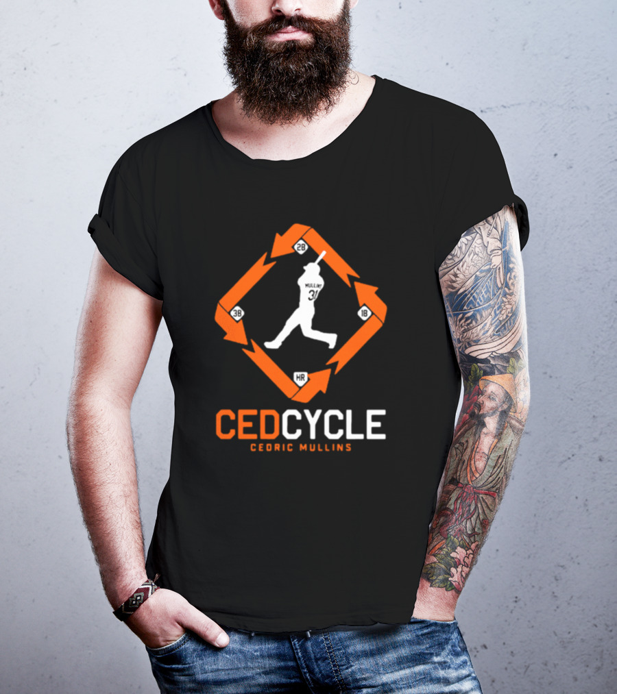 Cedric Mullins CEDCYCLE 31 Baseball Diamond 2B 3B 1B HR T-Shirt