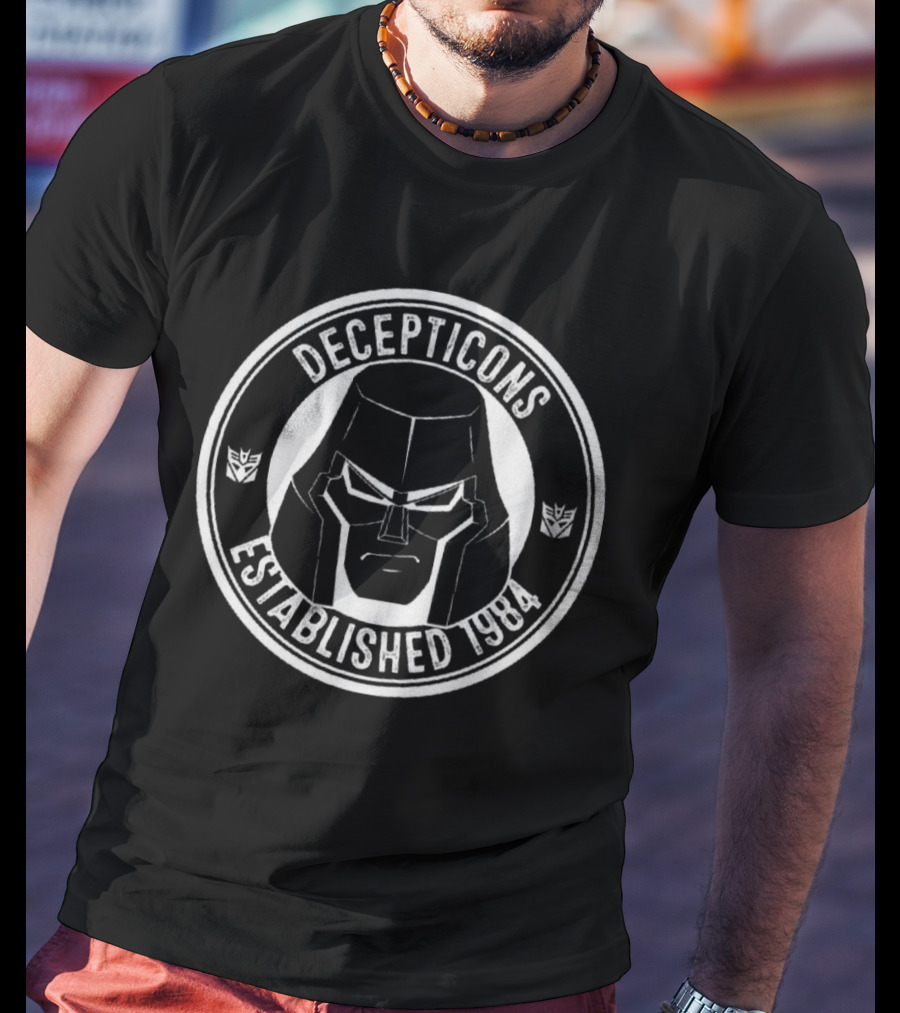 Decepticons Established 1984 Iconic Logo And Megatron Face With Emblems T-Shirt
