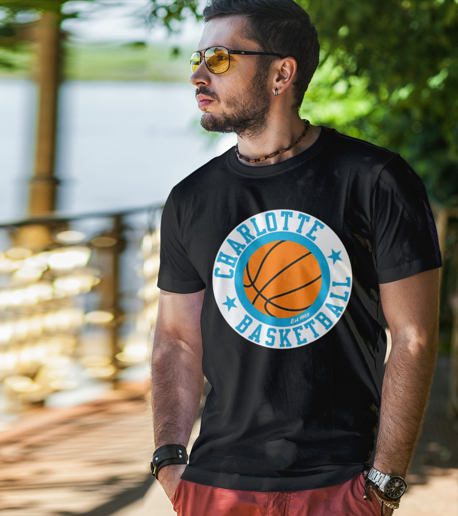 Charlotte Basketball Est 1988 Logo Vintage Style Circle Emblem T-Shirt