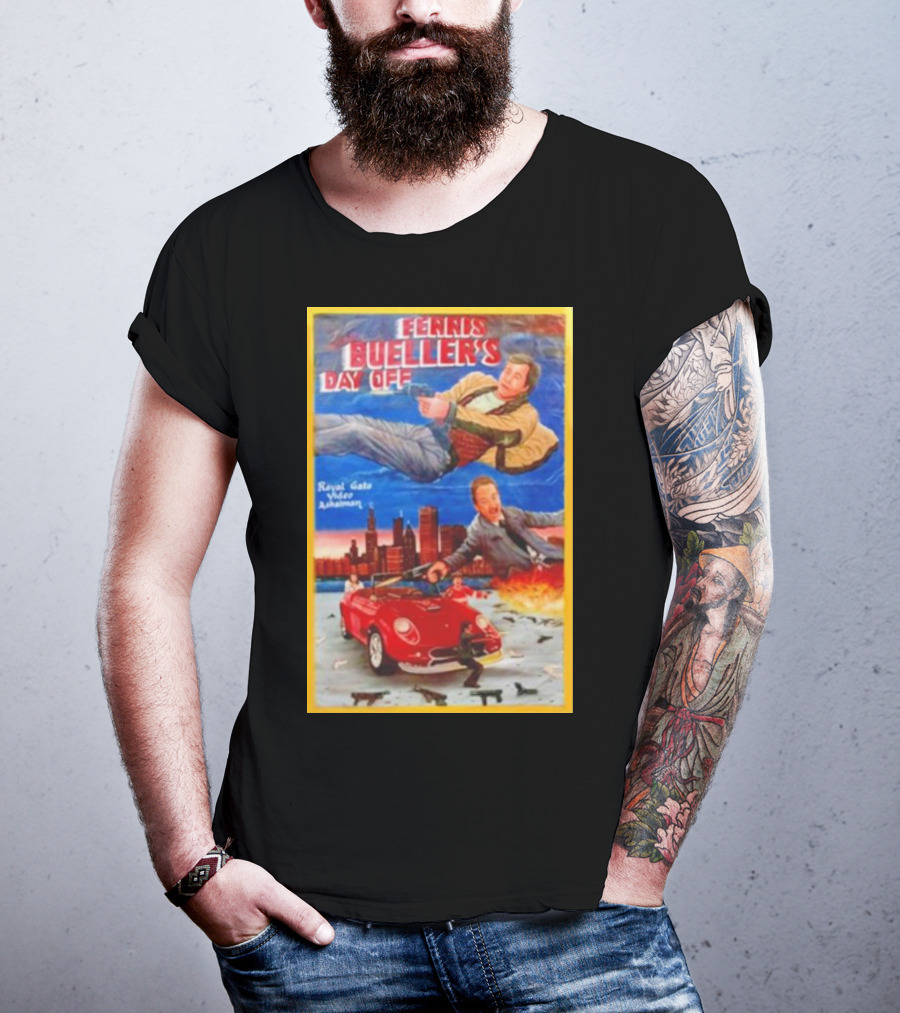 Ferris Bueller's Day Off Royal Gato Video Ashaiman Explosive Artwork With Thrilling City Escape T-Shirt