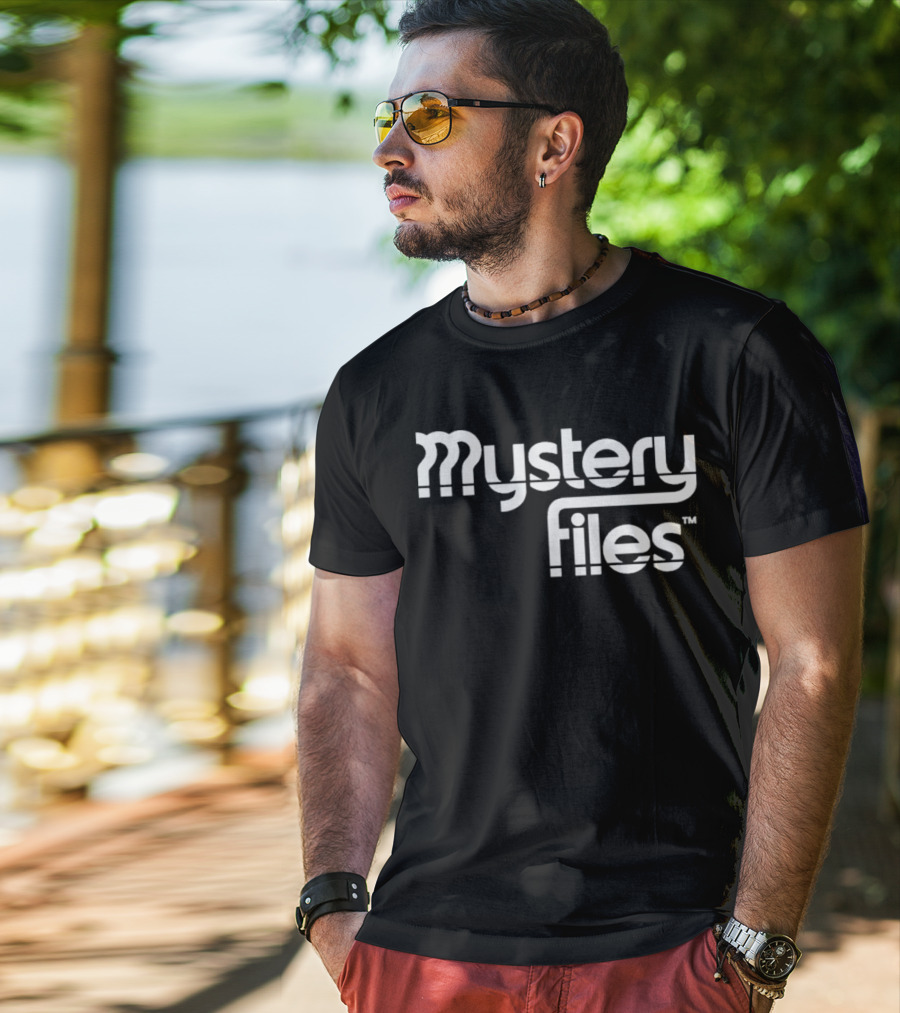 Mystery Files Retro Style Geometric Text T-Shirt