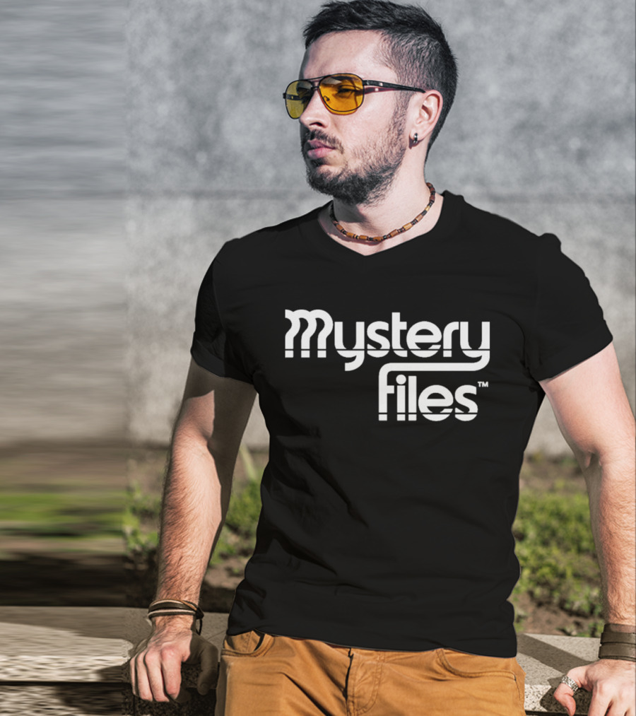 Mystery Files Retro Style Geometric Text T-Shirt