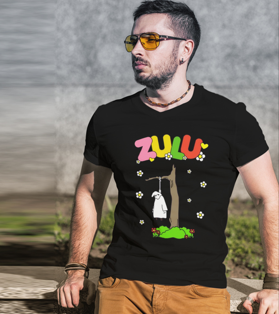 Zulu Hanging Tree With Colorful Text And Heart Flowers T-Shirt