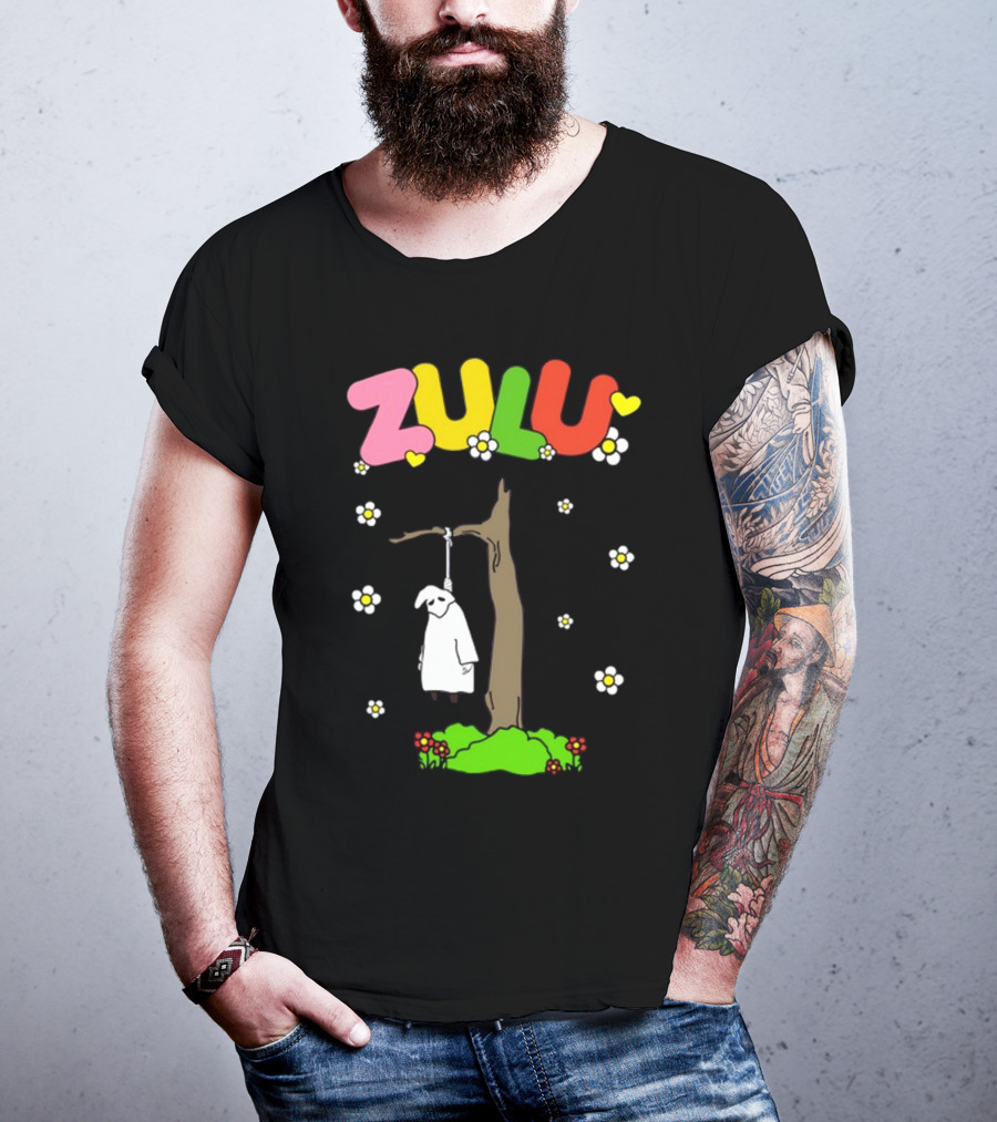 Zulu Hanging Tree With Colorful Text And Heart Flowers T-Shirt
