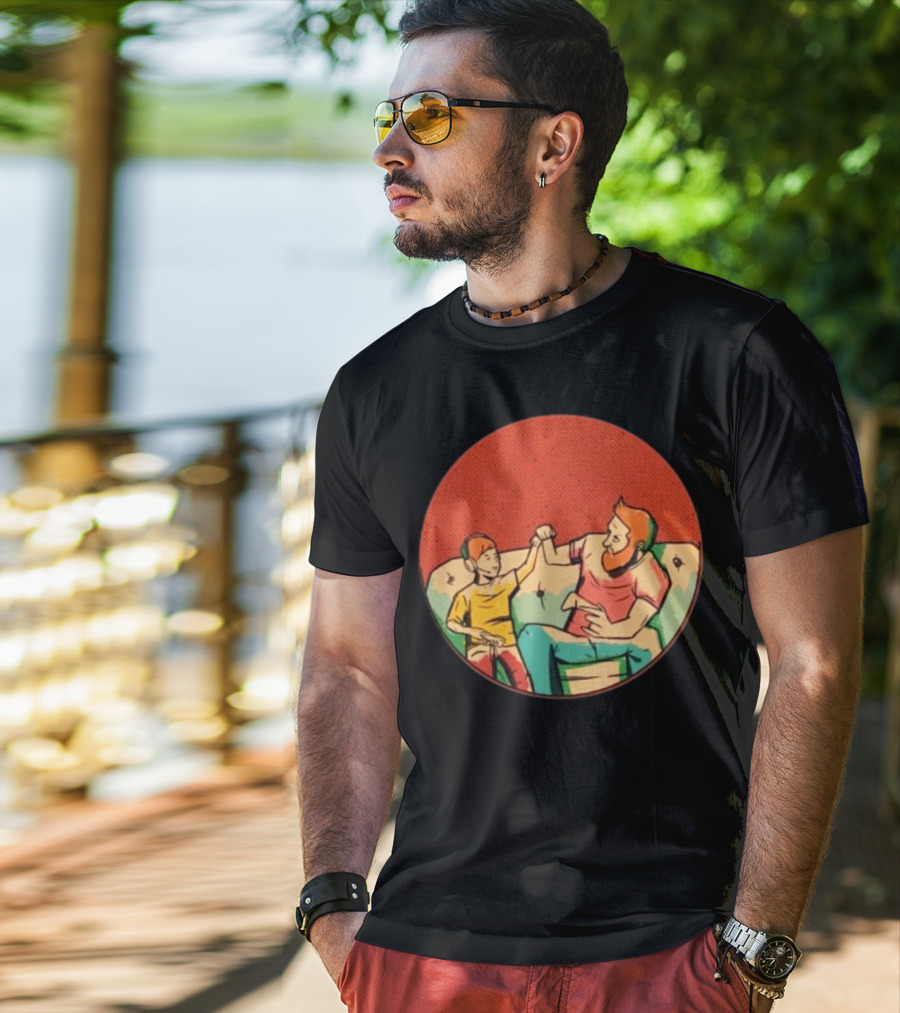 Father And Son Gaming Bond On The Couch T-Shirt
