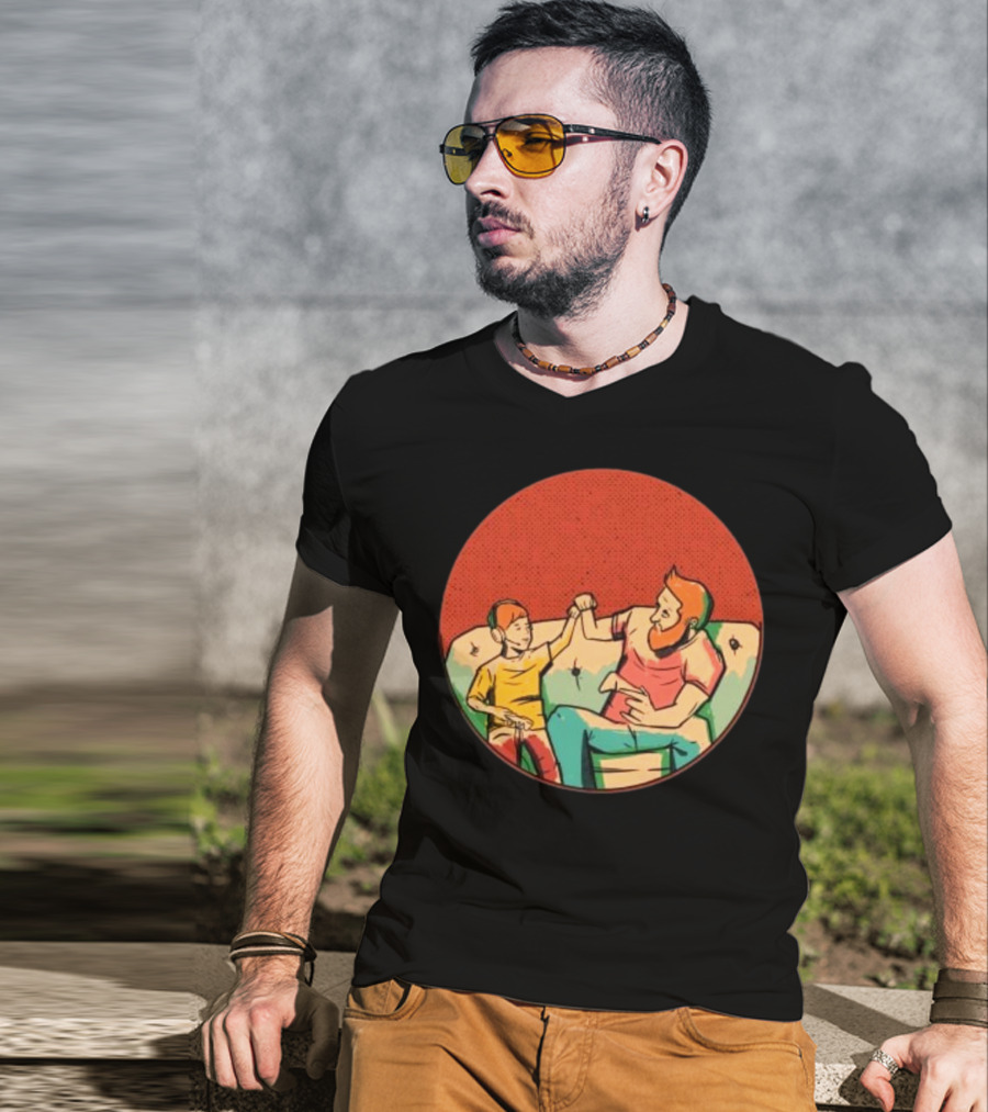 Father And Son Gaming Bond On The Couch T-Shirt