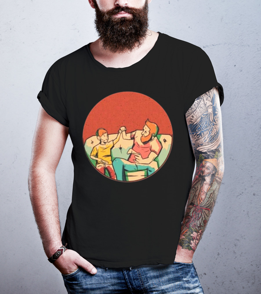 Father And Son Gaming Bond On The Couch T-Shirt