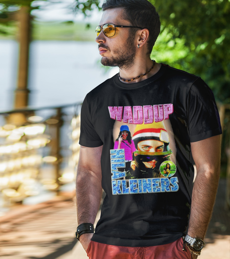 Waddup Hila Kleiners Colorful Ski Mask And Sunglasses Collage T-Shirt