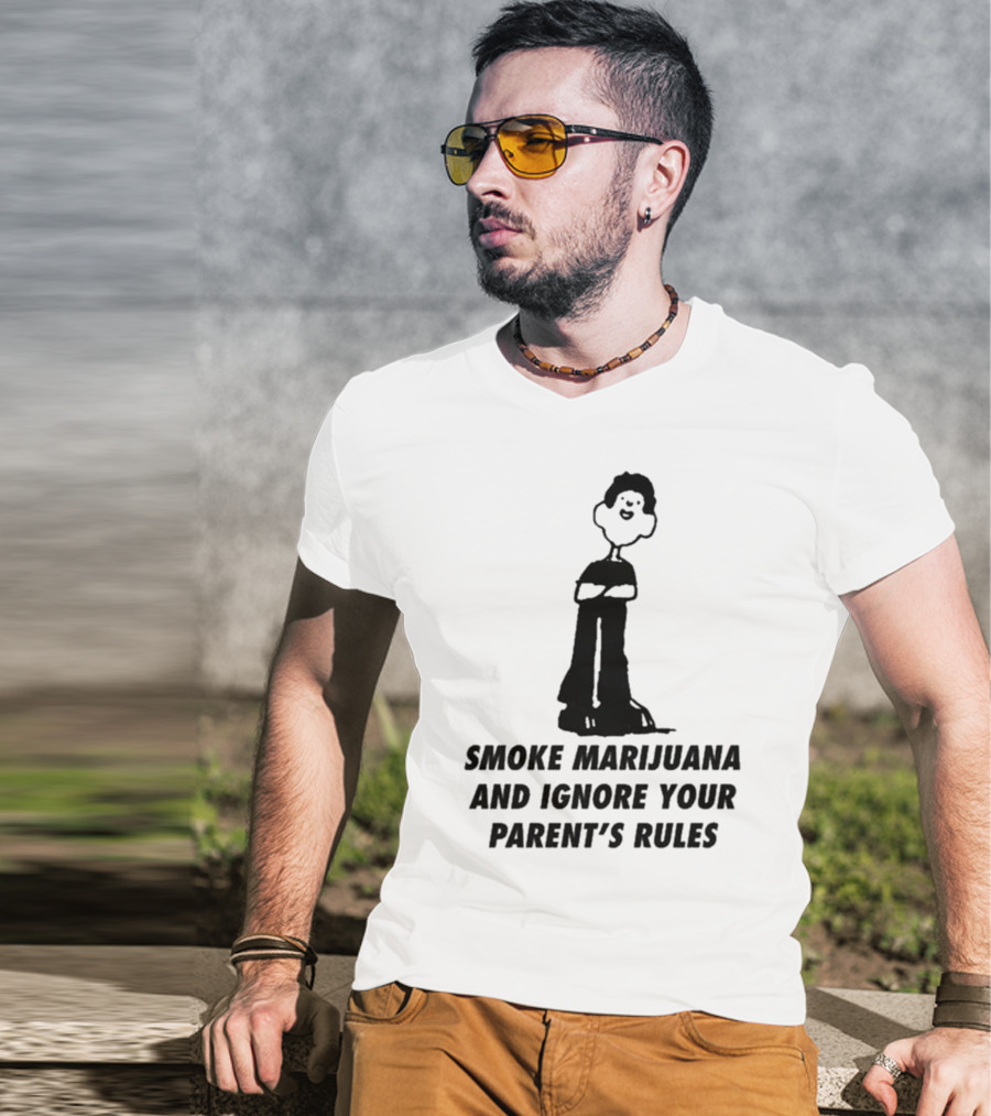 Smoke Marijuana And Ignore Your Parent’s Rules Stick Figure Standing With Crossed Arms T-Shirt