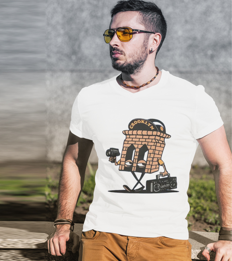 Crooklyn Brick Character With Camera And Boombox T-Shirt