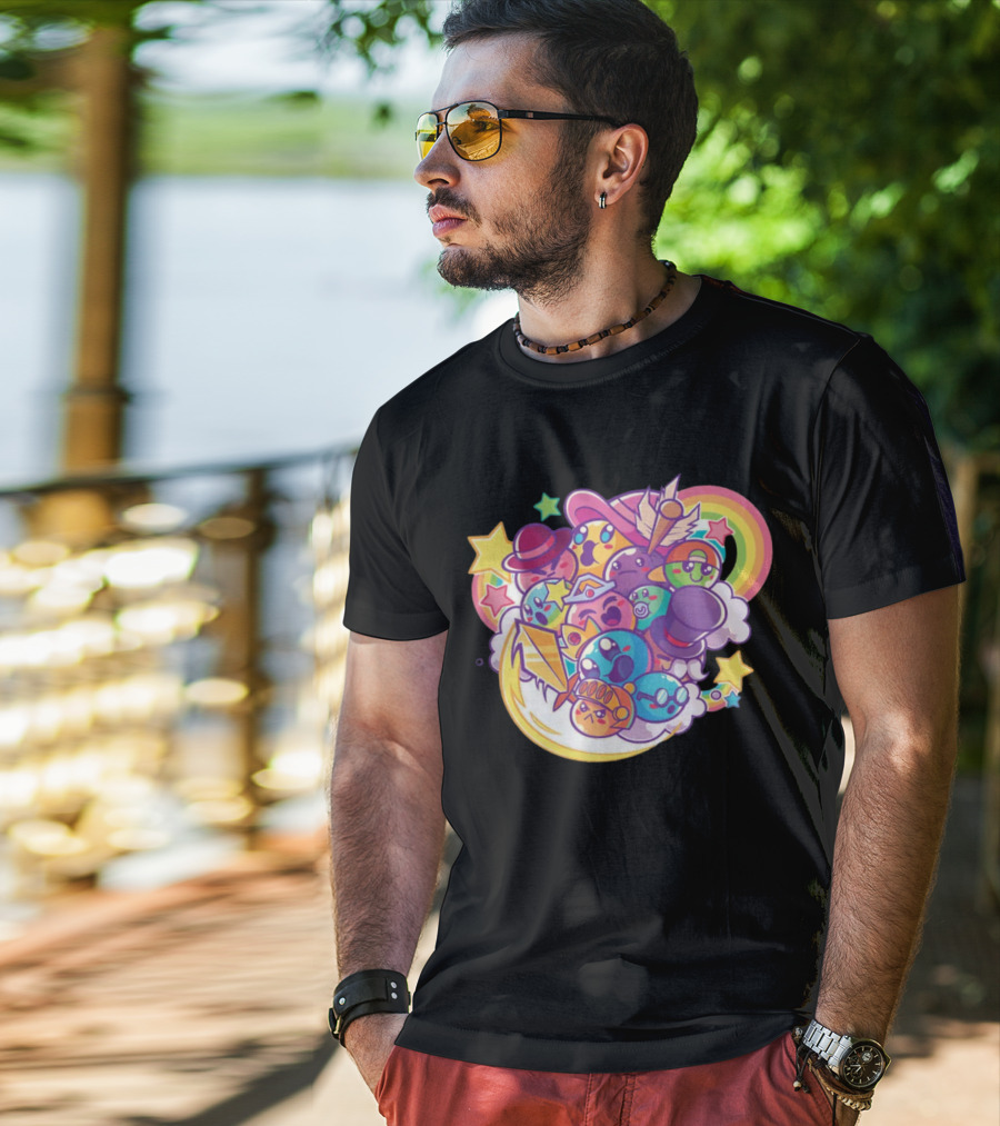 Terraria Merch Town Slime Rainbow Star Hat Collection T-Shirt