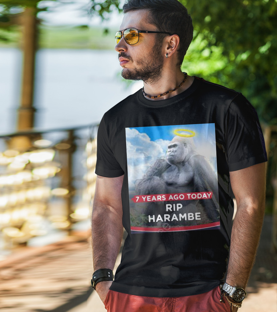 7 Years Ago Today Rip Harambe Halo Clouds T-Shirt
