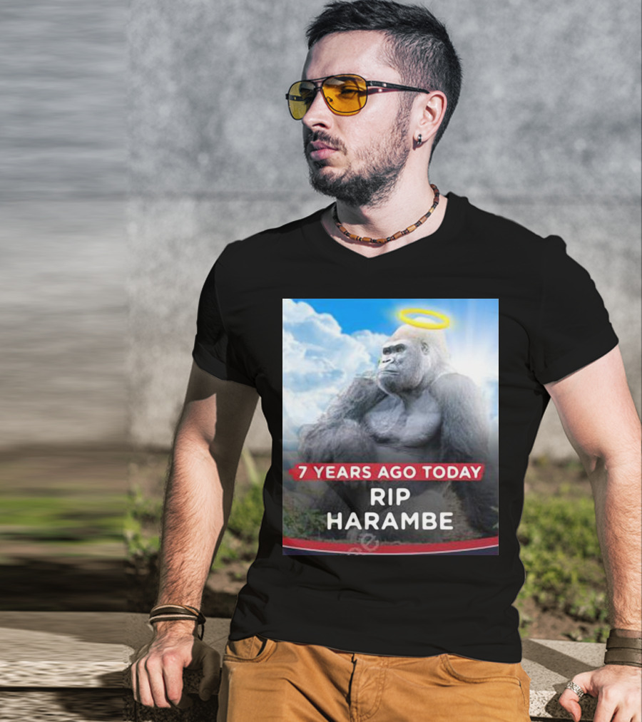 7 Years Ago Today Rip Harambe Halo Clouds T-Shirt