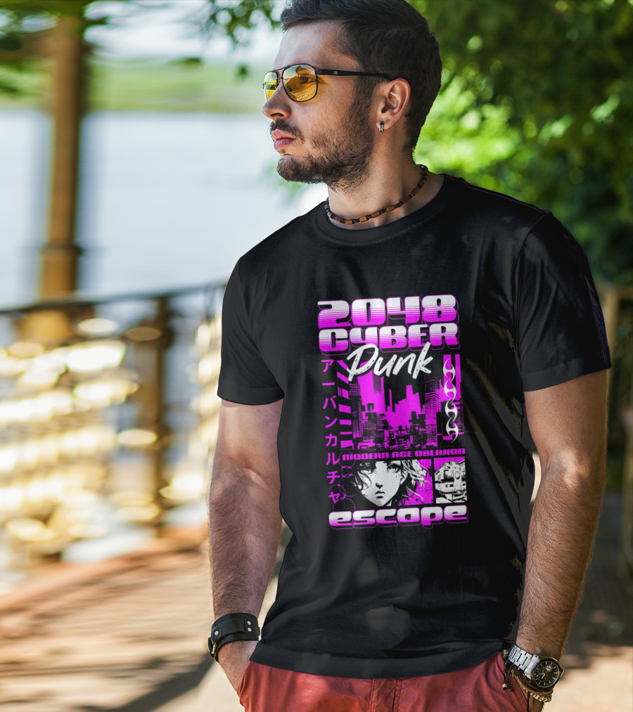 2048 Cyber Punk Escape Modern Age Oblivion Japanese Anime Urban Culture T-Shirt