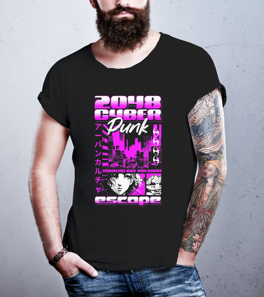 2048 Cyber Punk Escape Modern Age Oblivion Japanese Anime Urban Culture T-Shirt